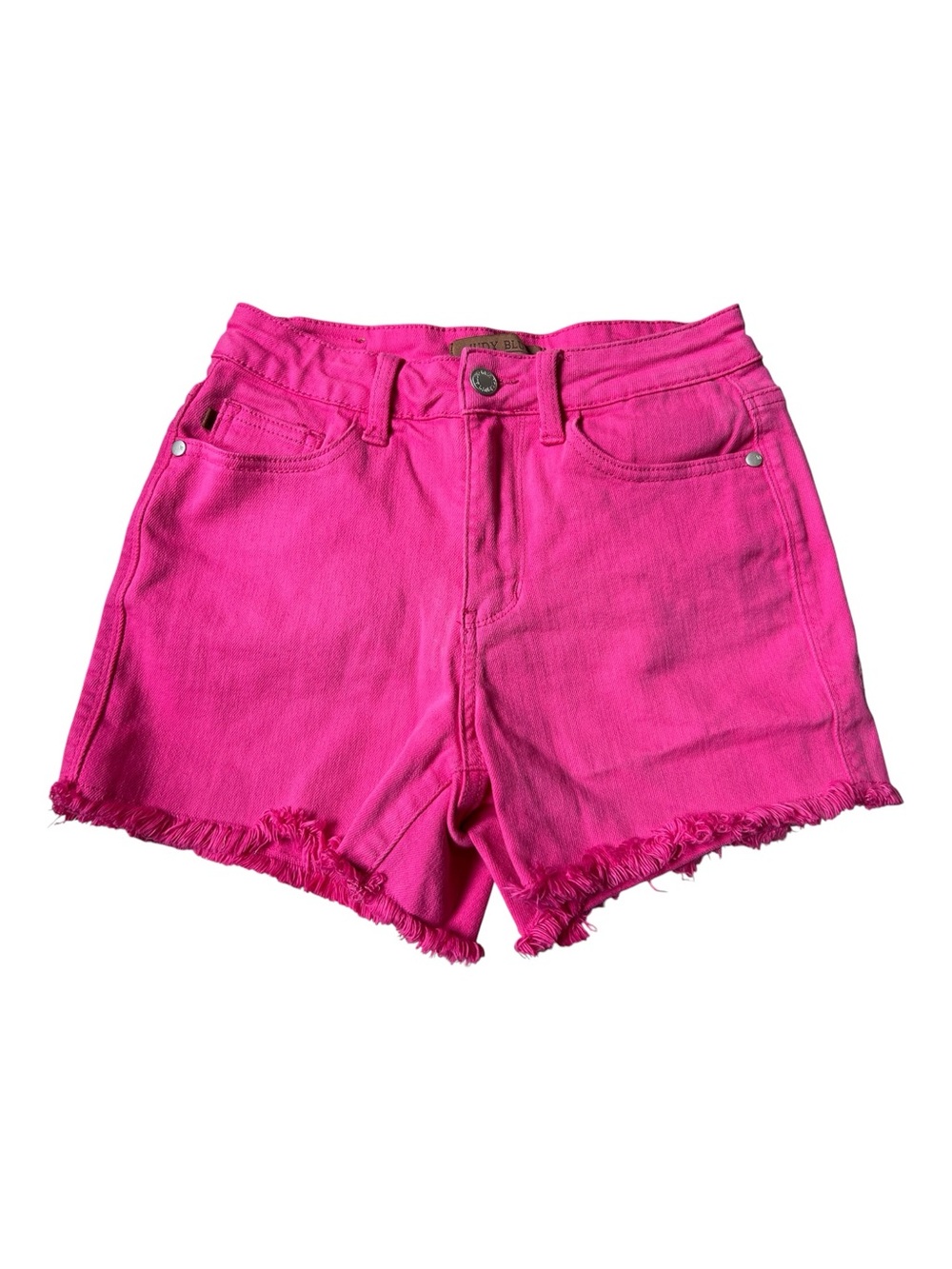 Like New Judy Blue Bright Pink Frayed Hem Women's Denim Shorts